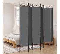 WIFESE Decoración Biombo de 6 Paneles Plegable Biombos Separadores Separador de Ambientes Biombo de Privacidad para Patio Biombo Enrejado Antracita Tela y Hierro 240x220 cm