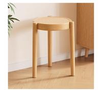 WIGSELBL Juego de 4 taburetes apilables de madera, sillas escolares portátiles de ratán sin respaldo con parte superior redonda, taburetes apilables, taburetes de cocina para comedor (estilo 4)
