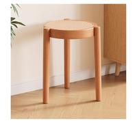 WIGSELBL Juego de 4 taburetes apilables de madera, sillas escolares portátiles de ratán sin respaldo con parte superior redonda, taburetes apilables, taburetes de cocina para comedor (estilo 3)