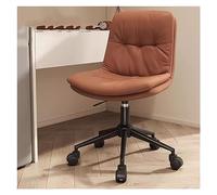 WIGSELBL Silla de escritorio tapizada moderna silla de oficina de piel sintética sin brazos con ruedas, silla de trabajo giratoria ajustable, silla de computadora para sala de estar, dormitorio,