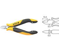 Wiha 26826, Alicates diagonales, acero al carbono, color y amarillo, 115 mm, 11,4 cm (4,5"), 60 g