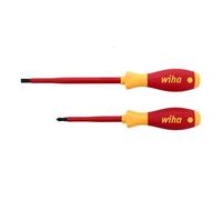 Wiha 33580 - Set de destornilladores aislados SoftFinish plano y Phillips, 2 unidades