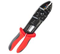 Wiha Crimpadora 5 en 1 | Crimpadora para terminales aislados y no aislados | Alicates de conector plano para cortar, prensar, crimpar, pelar y acortar tornillos (47213)