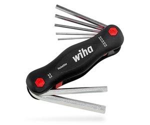 Wiha Herramienta multiusos PocketStar Hexagonal, de 7 unid. (23041) | El soporte plegable con botón de apertura proporciona una selección rápida de llaves y un almacenamiento compacto.