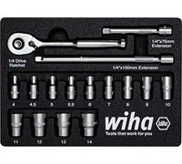 Wiha - Juego de 17 vasos de 1/4" Dr. 6PT, métrico
