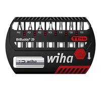 Wiha Juego de bits BitBuddy®, bits en TY de 29 mm Phillips, Pozidriv, TORX®, de 9 unid. de 1/4" C6,3 (42137)