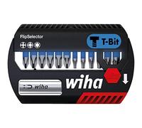 Wiha Juego de bits FlipSelector, bits en T de 25 mm Phillips, Pozidriv, TORX®, de 14 unid. de 1/4" C6,3 (41824)
