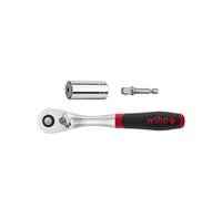 Wiha Juego de insertos de llave de vaso Gripper hexagonal con trinquete 3/8" y adaptador para destornillador en blíster 3 unid. (20783)