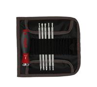 Wiha System 6 cuchillas ranuradas/Phillips/Pozidriv/Torx, 6 piezas, longitud de hoja ajustable, ajuste rápido, telescópico, mango ergonómico, extensible