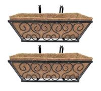 Wilafury 2 maceteros con barandilla, macetero Colgante de Ventana Resistente de 16 Pulgadas con Soportes Ajustables y Revestimiento de para balcón, terraza, Porche y jardinería