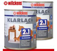 Wilckens 2 X 750 Ml Barniz 2 En 1 Brillante Ecológico Madera Interior Y Exterior