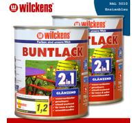 Wilckens 2 x 750 ML Laca Colorida 2in1 Brillante Ral 5010 Genciana Azul Interior