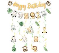 Wild One - Serpentinas colgantes de techo para niños, decoración de safari de la selva, animales, feliz cumpleaños, decoración de fiesta, baby shower, suministros de fiesta, decoración de habitación