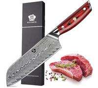 WILDMOK Cuchillo de trinchar Damasco, cuchillo de carne japonés asiático profesional afilado de 18 cm, cuchillo de cocina multifunción de acero súper vg10 para verduras, juego completo Tang