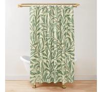 William Morris Cortina de ducha, juego de cortina de ducha verde para baño de tela pesada decorativa cortina de baño lavable con 12 ganchos de 140 x 183 cm (55 x 72 pulgadas)