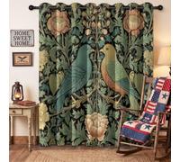 William Morris - Cortinas opacas (2 unidades, 245 x 140 cm), diseño de hojas de acanto, térmicas, protección contra el frío, con ojales, para salón, niños y dormitorios