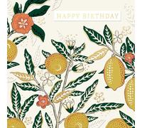 William Morris - Morris & Co. - Exquisito diseño artístico intrincado - Tarjeta de felicitación de cumpleaños - Interior en blanco (limones de fruta)