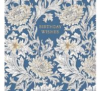 William Morris - Morris & Co. - Exquisito diseño artístico intrincado - Tarjeta de felicitación de cumpleaños - Interior en blanco (crisantemo)