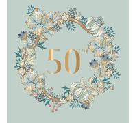 William Morris - Morris & Co. - Exquisito diseño artístico intrincado - Tarjeta de felicitación de cumpleaños de la edad hito - interior en blanco (50th Golden Lily)