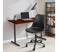 Willonin - Silla de oficina escandinava, silla de oficina, diseño de asiento acolchado con 5 ruedas, silla giratoria de 360° y ajustable en altura, 1 unidad (Negro)