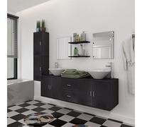 Willood Set Mobiliario de Baño con Lavabo Pack 9 Unidades Negro en Conglomerado