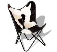 Willood Silla Mariposa de Cuero auténtico Negro y Blanco
