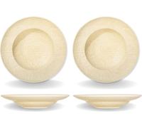 Wilmax: Juego de 2 platos hondos de 25,5 cm y 350 ml, color arena, de porcelana