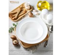 Wilmax: Juego de 6 platos hondos de 22,5 cm, color blanco, de porcelana