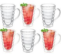 Wilmax, juego de 6 tazas térmicas de doble pared, capacidad de 250 ml, color transparente