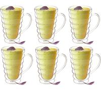 Wilmax, juego de 6 vasos térmicos de doble pared, capacidad de 300 ml, color transparente