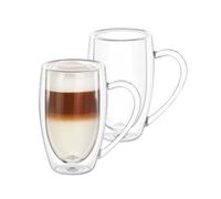 Wilmax | Vasos térmicos de doble pared con asa, vaso de café, juego de vasos latte macchiato | vasos de capuchino | vasos de té | vasos de té | taza térmica | 2 unidades | 300 ml