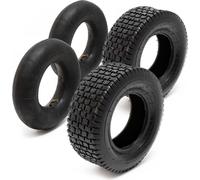 Wiltec: 2 cubiertas, 2 cámaras de aire para cortacéspedes de asiento/tractores de césped, tamaño 16x6.50-8, 4 capas. Válvula en ángulo