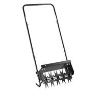 Wiltec Aireador de césped negro con 40 cm de ancho de trabajo y 6,4 cm de profundidad de trabajo escarificador manual con 5 discos de púas de acero perforador de césped
