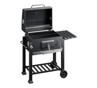 Wiltec Barbacoa carbon vegetal móvil con tapa, estante, trampilla, altura de brasas regulable, termómetro, grill asador parrilla BBQ