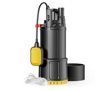 Wiltec Bomba de agua sumergible 850 W caudal 5000 l/h altura máx. 20 m, profundidad inmersión máx. 7 m, con interruptor de flotador y termorregulador, bomba de inmersión para agua limpia