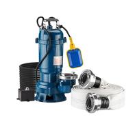 Wiltec Bomba de aguas residuales 1500W 36000l/h interruptor flotador altura máx.10m manguera 20m