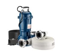 Wiltec Bomba de aguas residuales azul 1500W sumergible 1 bar caudal 22800 l/h con manguera de 20 m cable de 10 m altura de impulsión de 10 m evacuación de aguas pluviales