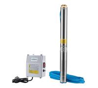Wiltec Bomba para pozos profundos de 4" y 750 W, bomba de agua con un caudal de 6000 l/h, sifón sumergible con profundidad de inmersión máx. de 20 m y altura de elevación máx. de 74 m