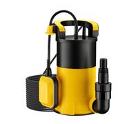 Wiltec Bomba sumergible 850W con flotador, caudal 15000 l/h, altura 8,5 m, nivel de aspiración 1 mm, anticorrosión para agua limpia