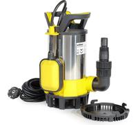Wiltec, bomba sumergible de acero inoxidable 3 en 1, con aspiración plana, 400 W, bomba para aguas sucias de 8000 l/h, bomba para aguas poco profundas con flotador, bomba de aspiración plana para sóta