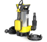 Wiltec, bomba sumergible de acero inoxidable 3 en 1, con aspiración superficial, 1100 W, bomba para aguas sucias de 18000 l/h, bomba para aguas poco profundas con flotador, bomba de aspiración superfi