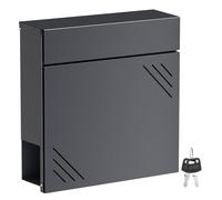 Wiltec Buzón de Pared Antracita V63 de Acero 37 x 11 x 37 cm, con Compartimento para periódicos y Llave