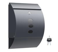 Wiltec Buzón de pared o suelo de diseño V18 con soporte para periódicos y cerradura, antracita, acero galvanizado, 320 x 400 x 120 mm, con mirillas