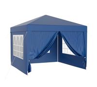 Wiltec Carpa de jardín 3 x 3 m Azul con protección UV 50+, Gazebo con Laterales enrollables, pabellón para Fiestas con Ventanas, Ideal para terrazas y Festivales