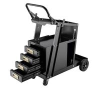 Wiltec Carrito para Equipo de Soldadura 100 kg Hecho de Acero con 4 cajones y Ruedas para fácil Transporte Ganchos para Herramientas Cadenas de Seguridad para bombona Carro para Taller