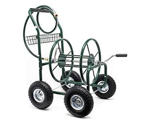 Wiltec Carro para Manguera de jardín de 16 mm (5/8") hasta 76m con neumático Ø 25 cm y conexión de 19mm (3/4") enrollador de Manguera Carrito portamangueras Carrete portamangueras