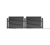 Wiltec, juego de 2 buzones de diseño V16, color antracita, 1000 x 135 x 1200 mm, buzón de pared con cerradura, compartimento para periódicos, soporte, buzón de acero con recubrimiento en polvo