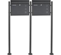 Wiltec, juego de 2 buzones modelo V12, color antracita, dimensiones 1000 x 150 x 1200 mm. Buzones de pared con cerradura, ventanilla, placa para el nombre, soporte. Buzones de acero galvanizado