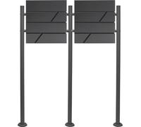 Wiltec, juego de 2 buzones modelo V14, color antracita. Incluye buzón de pared con cerradura, compartimento para periódicos, soporte y buzón de acero con revestimiento en polvo