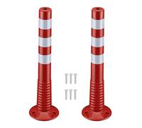 Wiltec Juego de 2 postes de señalización naranja y blanco 75 cm de altura y 20 cm de diámetro con bandas reflectantes y material flexible, ideales para prevenir peligros y delimitar espacios